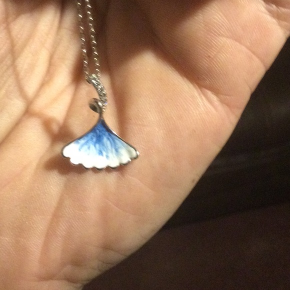 Sterling Silver Blue and White CZ Necklace - Picture 4 of 4